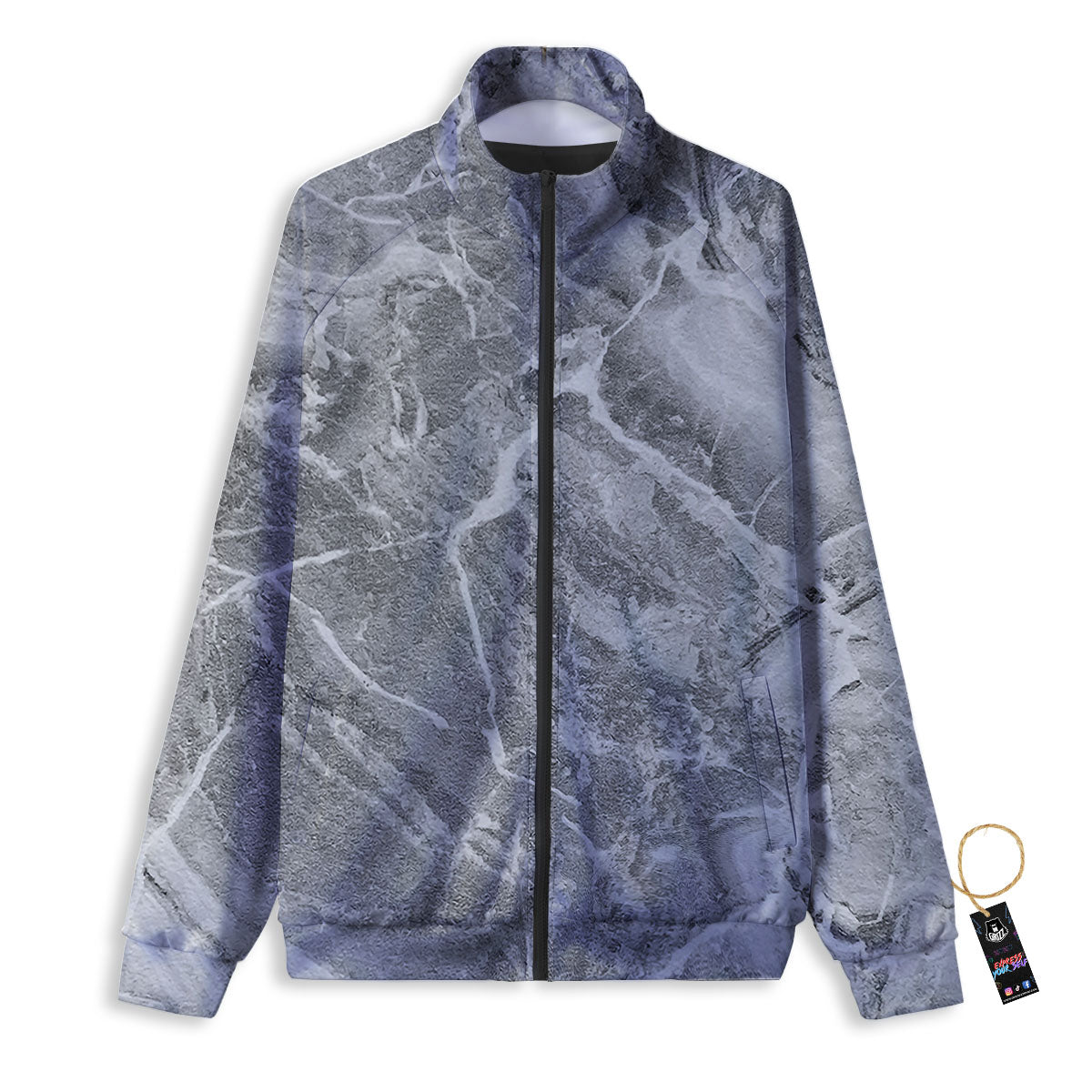 Marble Grey Print Track Jacket-grizzshop