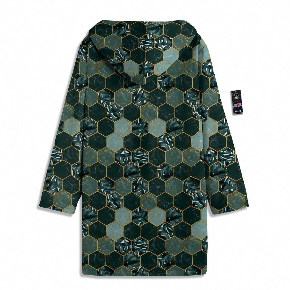 Marble Hexagon Green Tropical Print Pattern Men's Windbreaker Jacket-grizzshop