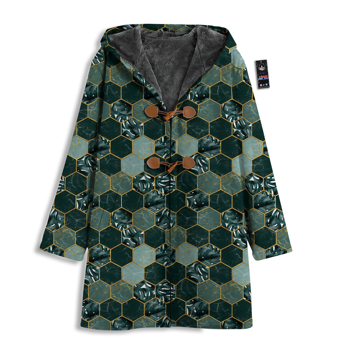 Marble Hexagon Green Tropical Print Pattern Men's Windbreaker Jacket-grizzshop