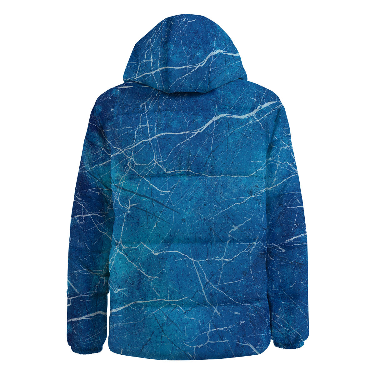 Marble Ice Blue Print Down Jacket-grizzshop