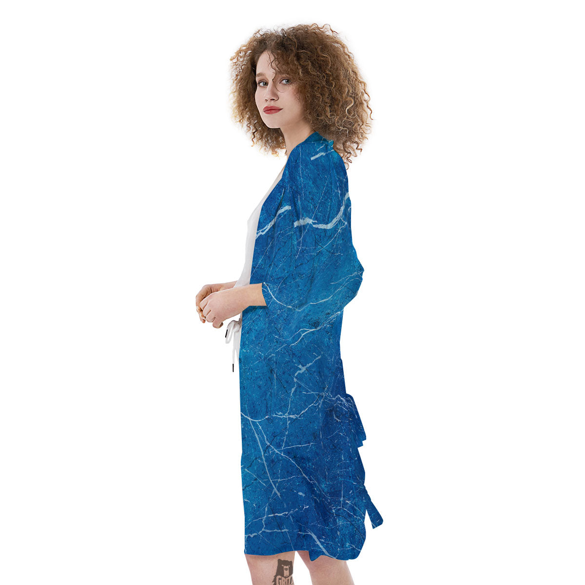 Marble Ice Blue Print Kimono-grizzshop
