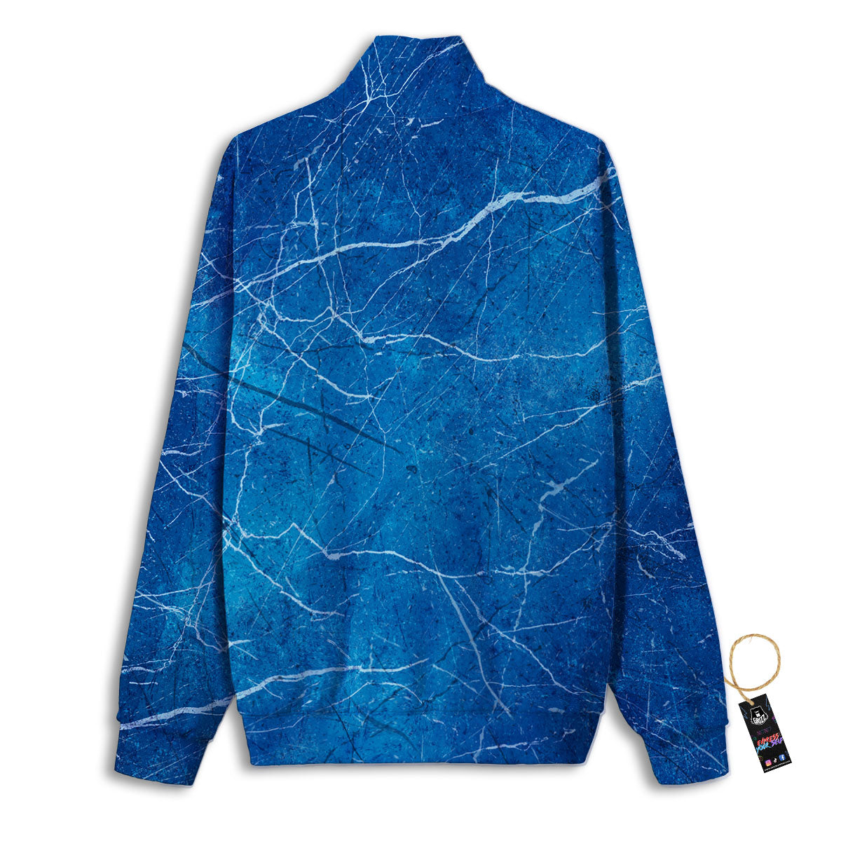 Marble Ice Blue Print Track Jacket-grizzshop