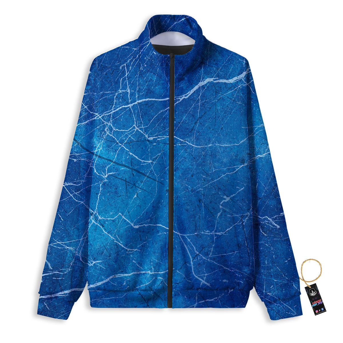 Marble Ice Blue Print Track Jacket-grizzshop