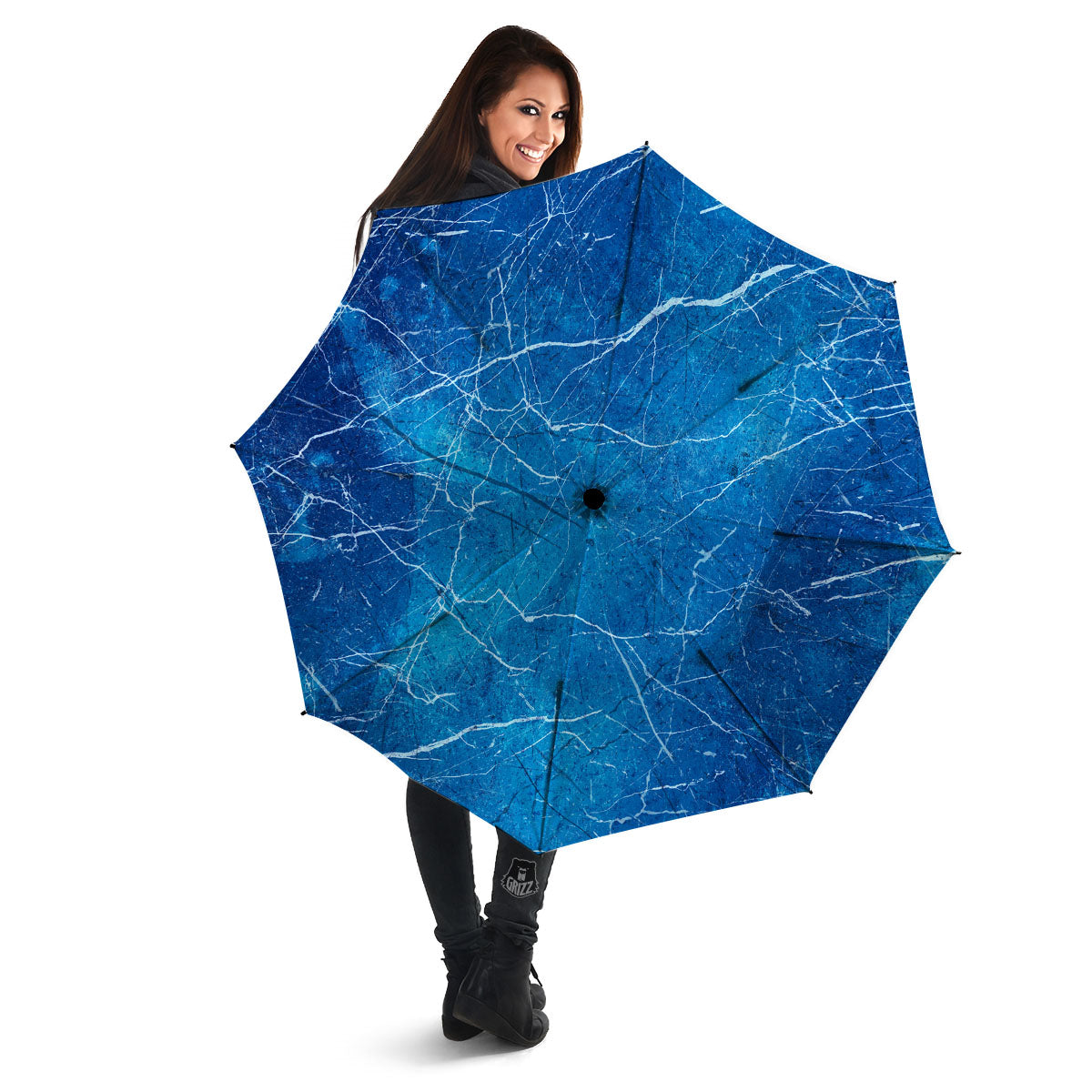 Marble Ice Blue Print Umbrella-grizzshop