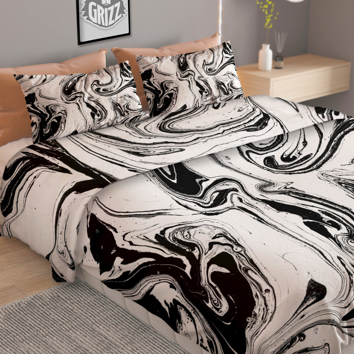 Lotus Leaf And Flower On The Water Print Pattern Duvet Cover Bedding Set