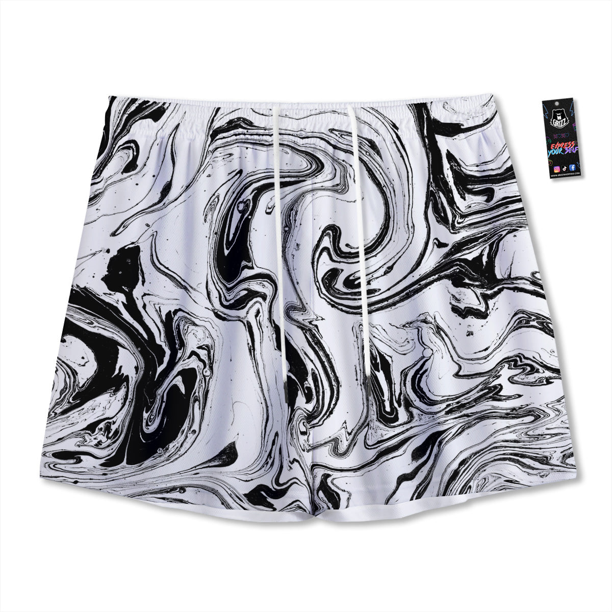 Lotus Leaf And Flower On The Water Print Pattern Mesh Shorts