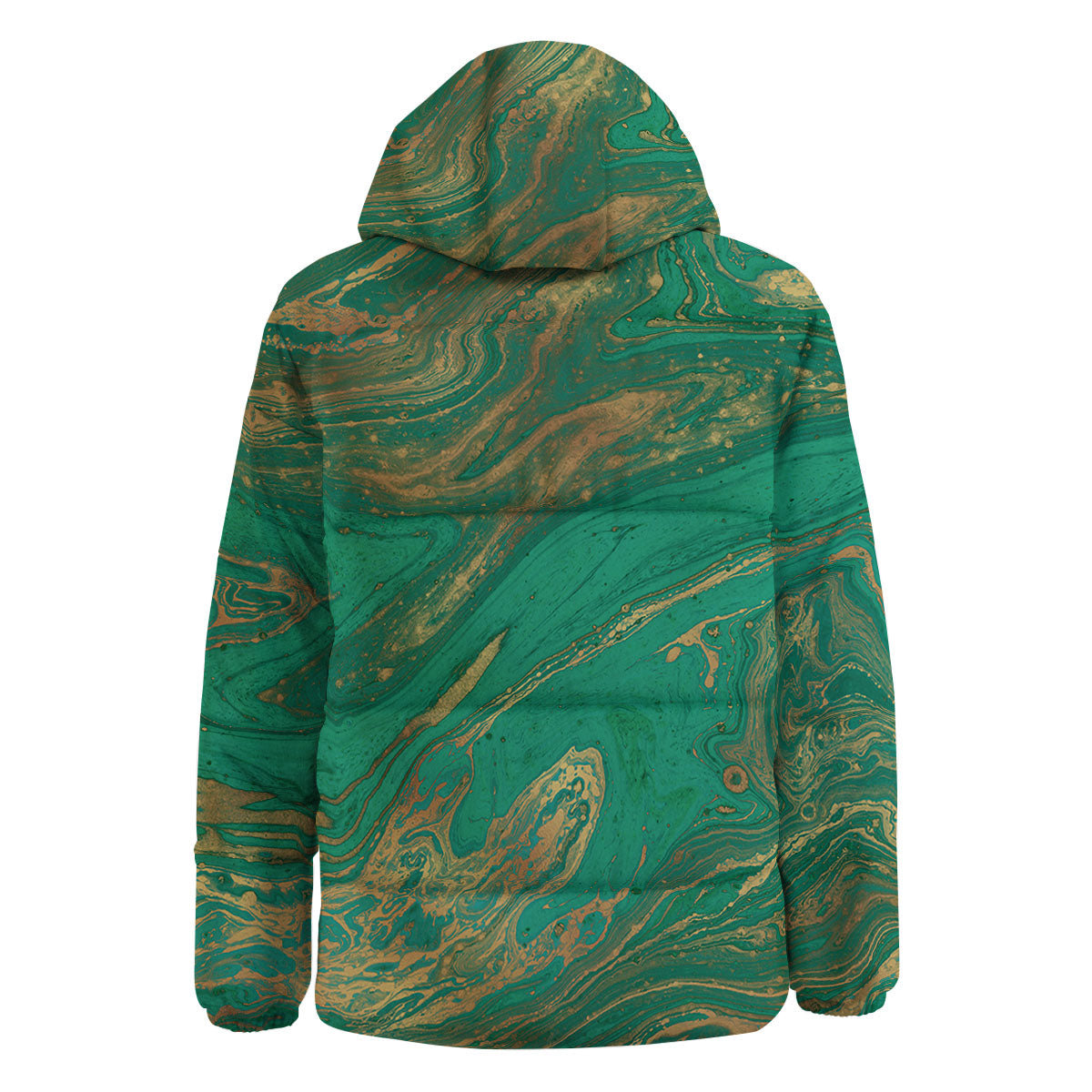Marble Liquid Green Gold Print Down Jacket-grizzshop
