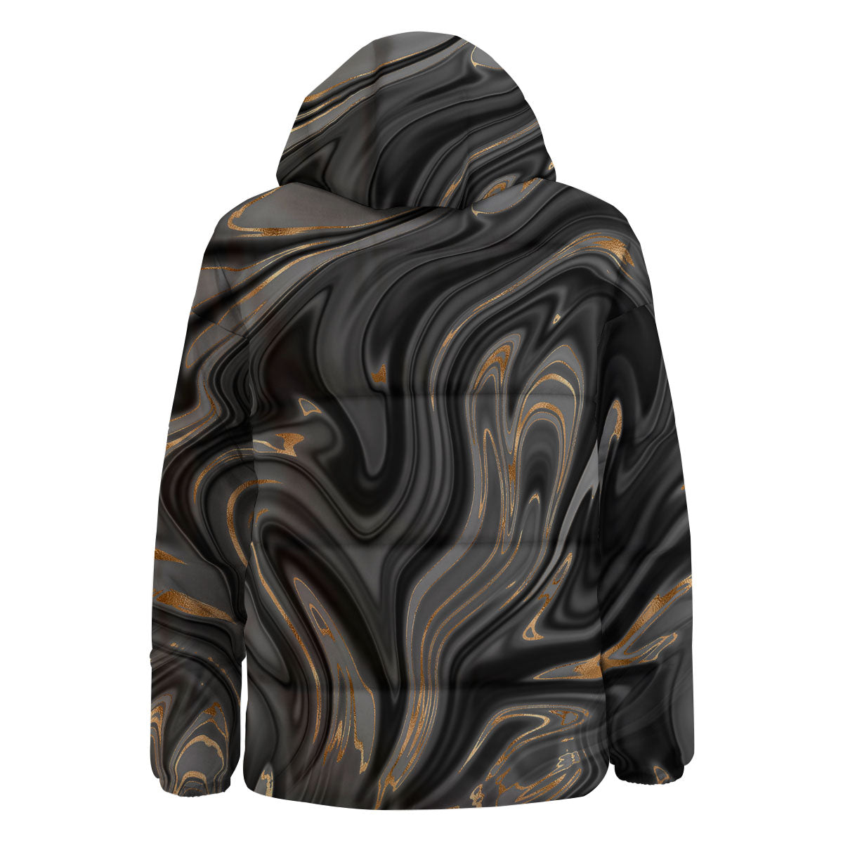 Marble Liquid Grey Gold Print Down Jacket-grizzshop