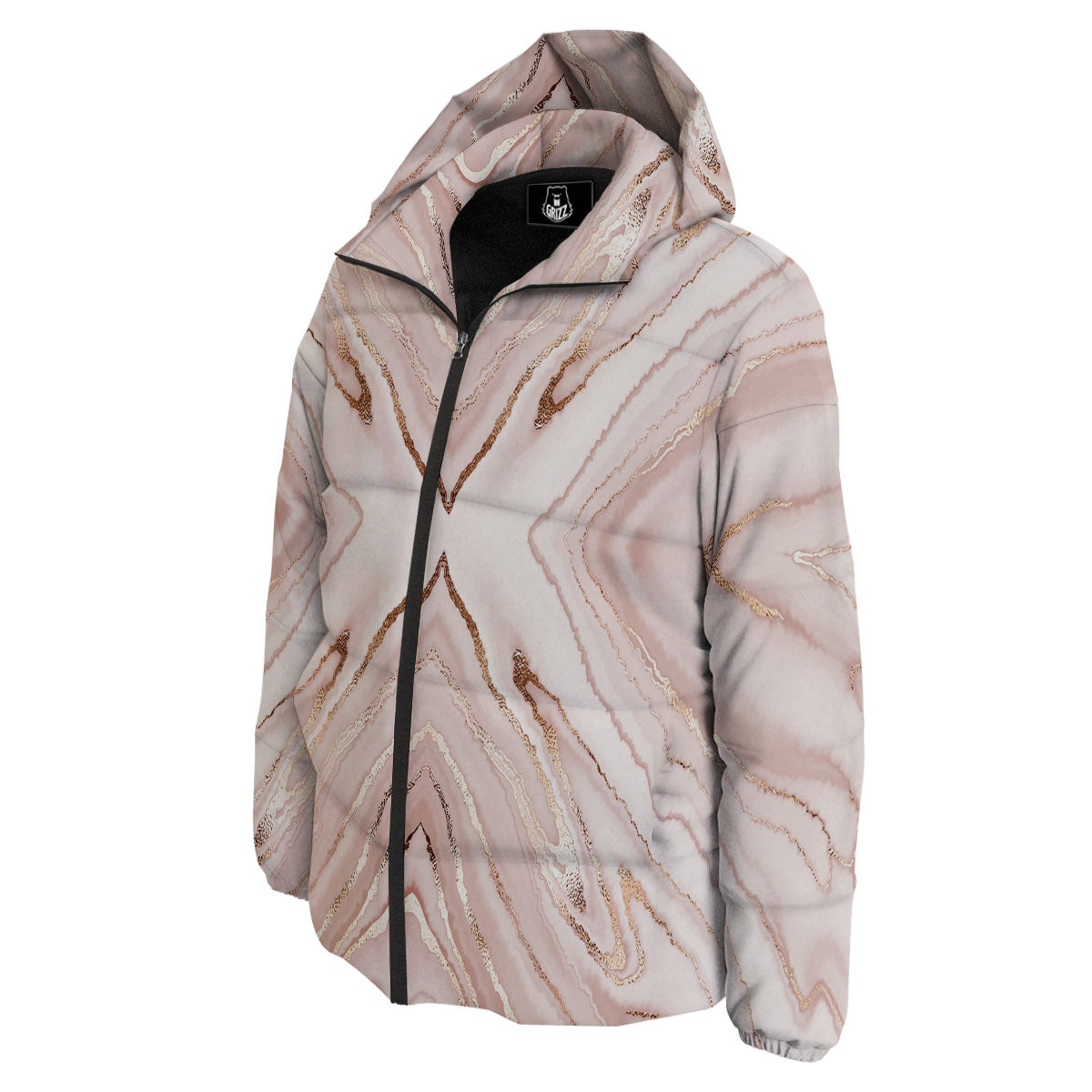 Marble Liquid Pink Gold Print Pattern Down Jacket-grizzshop