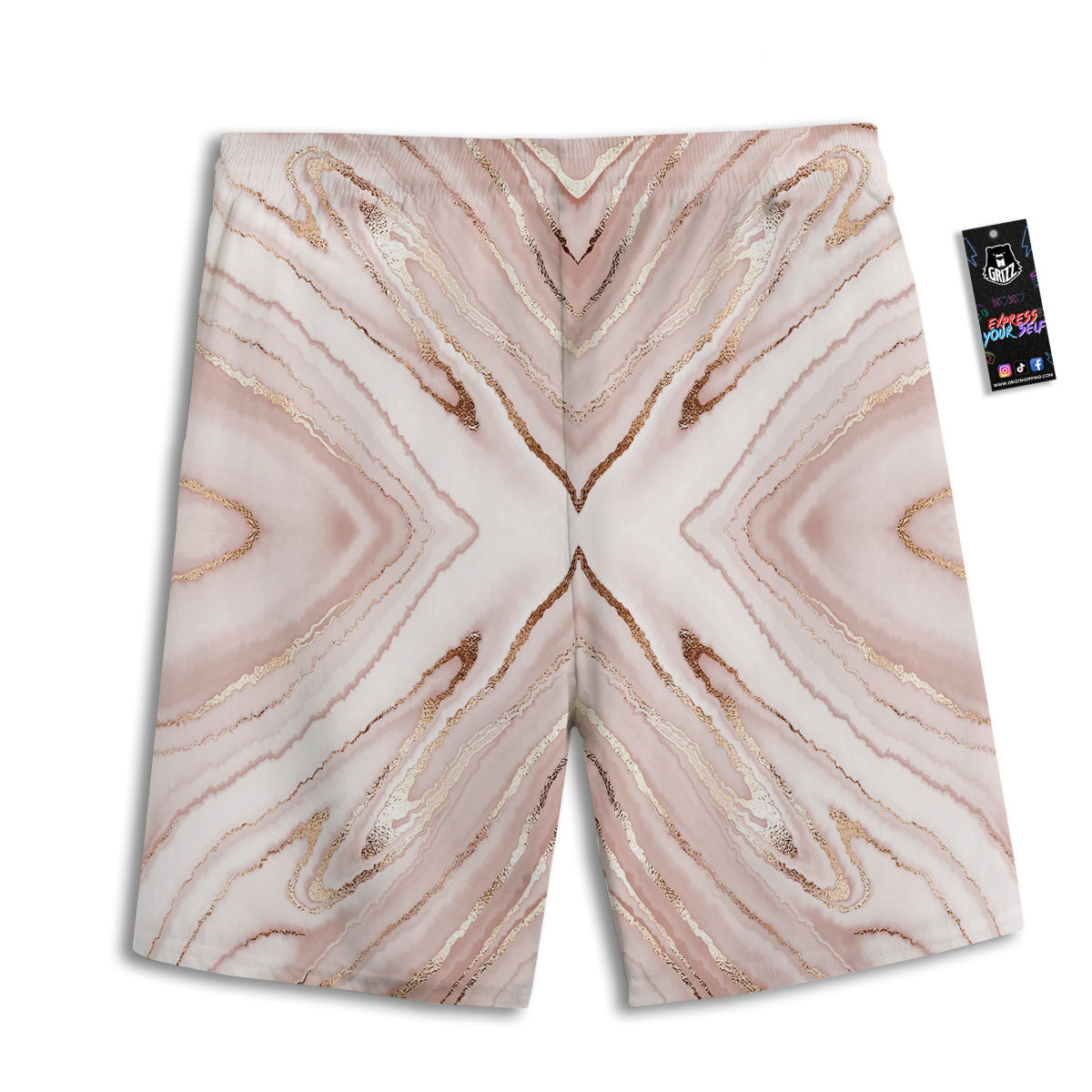 Marble Liquid Pink Gold Print Pattern Men's Athletic Shorts