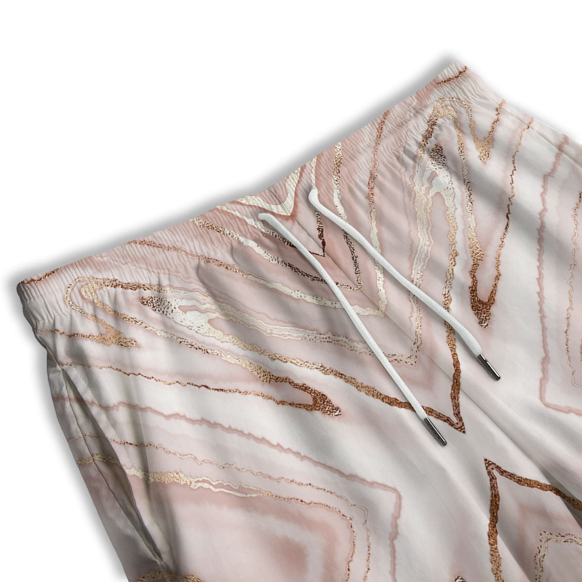 Marble Liquid Pink Gold Print Pattern Men's Athletic Shorts
