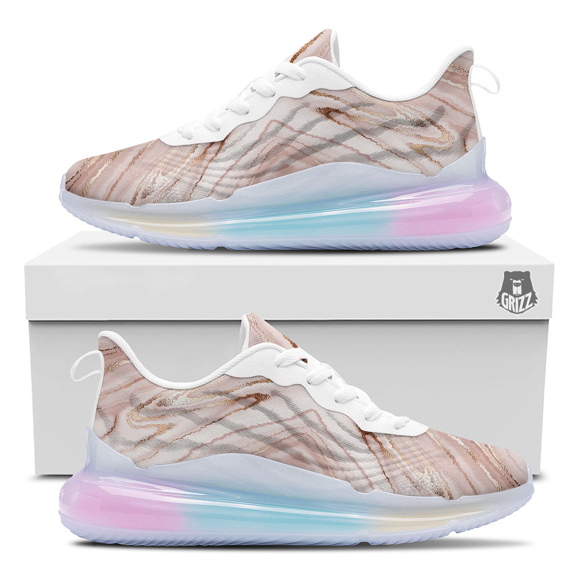 Marble Liquid Pink Gold Print Pattern Running Sneakers-grizzshop