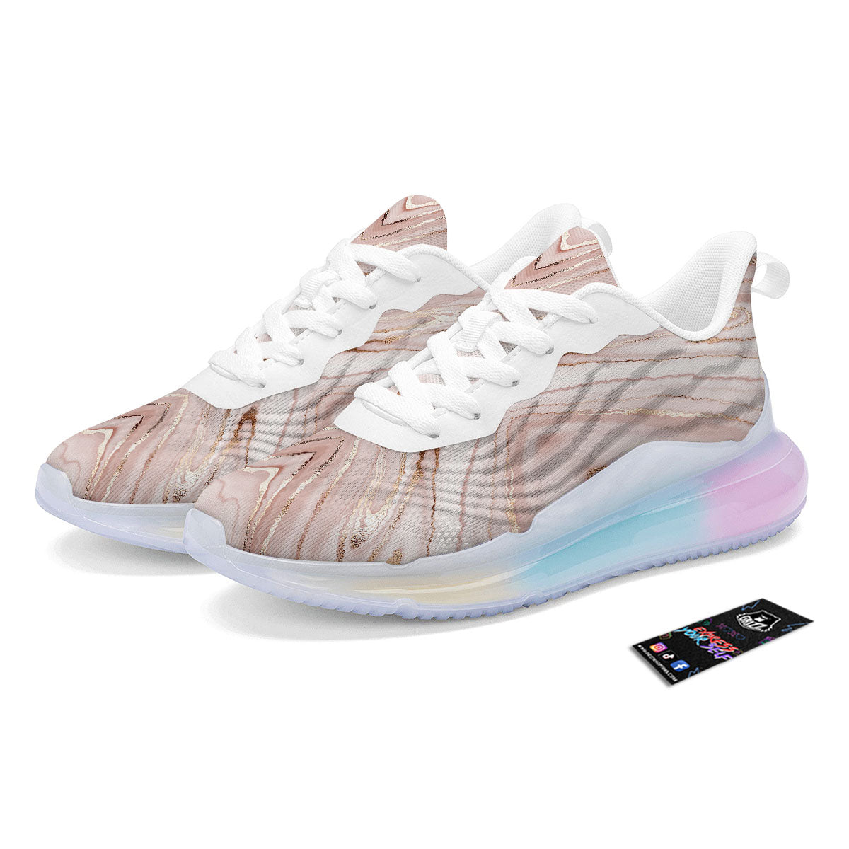 Marble Liquid Pink Gold Print Pattern Running Sneakers-grizzshop