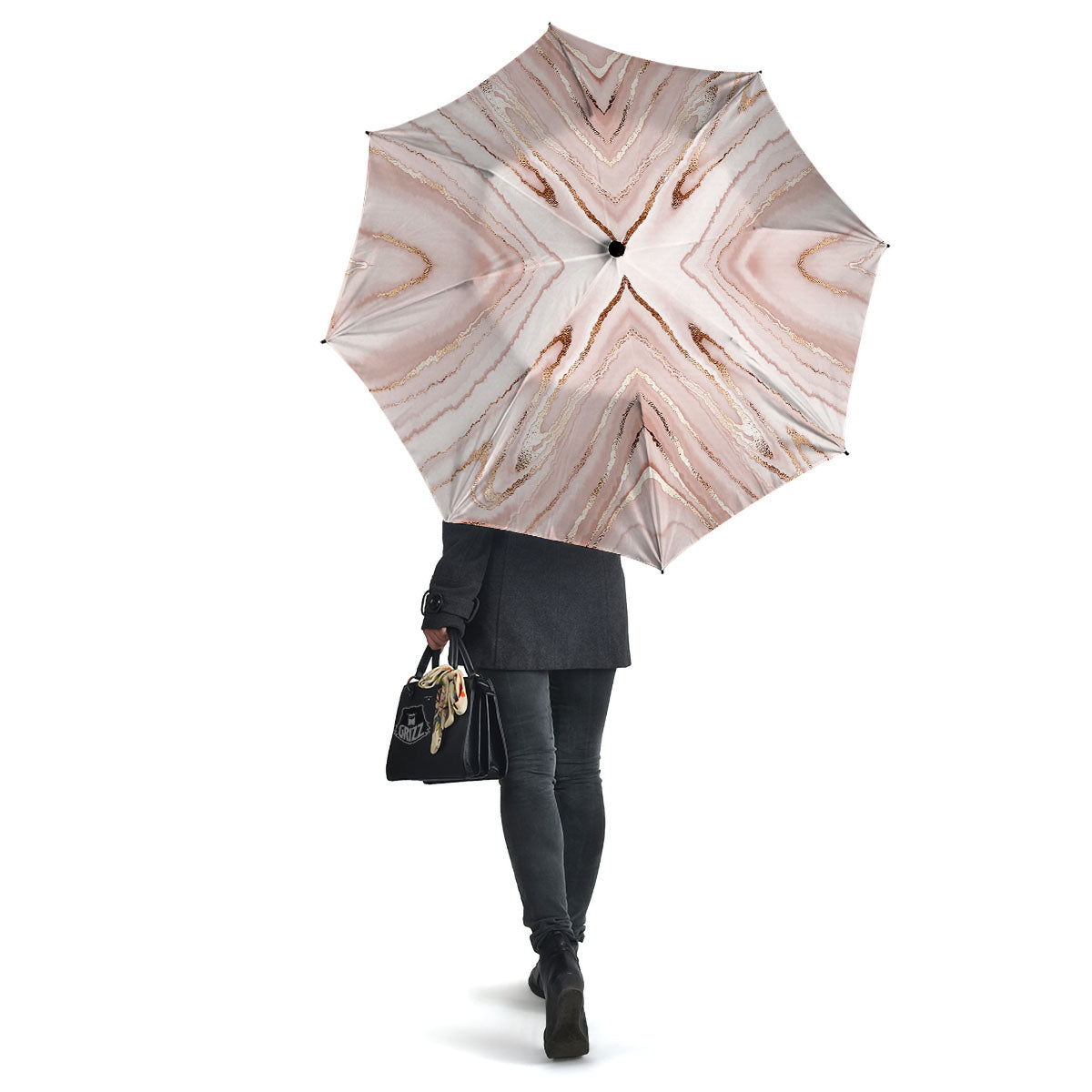 Marble Liquid Pink Gold Print Pattern Umbrella-grizzshop