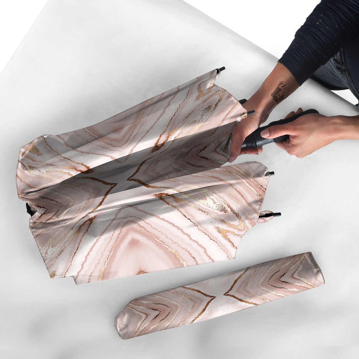 Marble Liquid Pink Gold Print Pattern Umbrella-grizzshop