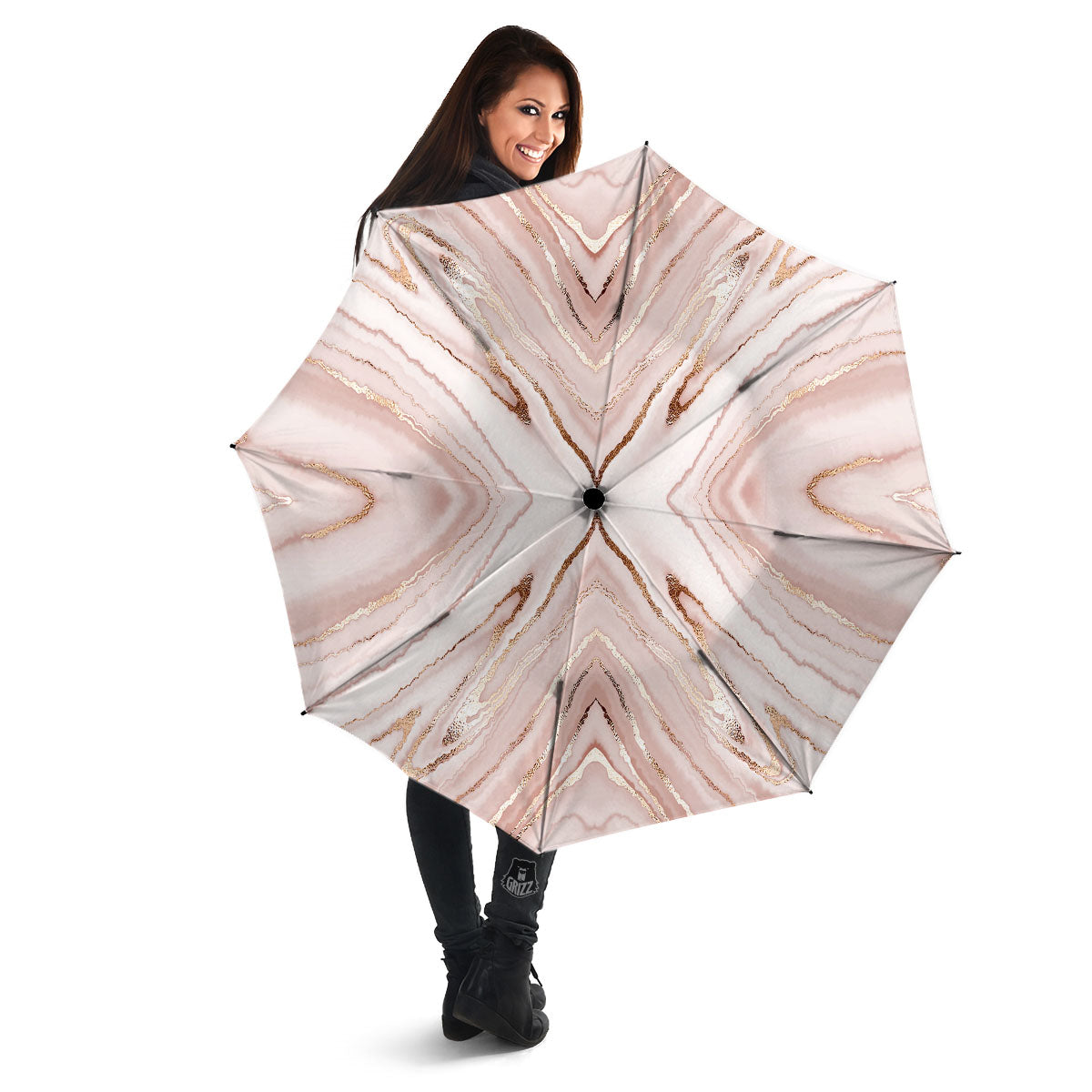 Marble Liquid Pink Gold Print Pattern Umbrella-grizzshop