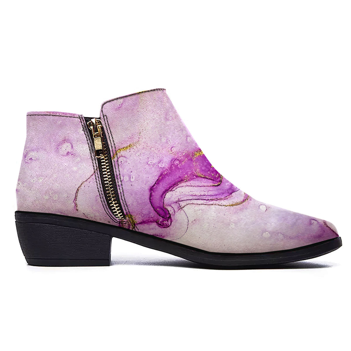 Marble Liquid Purple Print Pattern Ankle Boots-grizzshop
