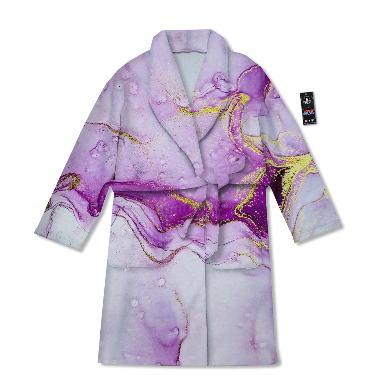 Marble Liquid Purple Print Pattern Bathrobe-grizzshop