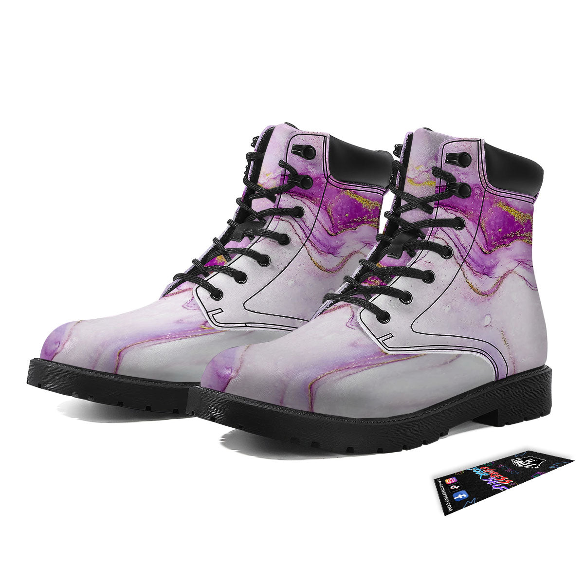 Marble Liquid Purple Print Pattern Boots-grizzshop