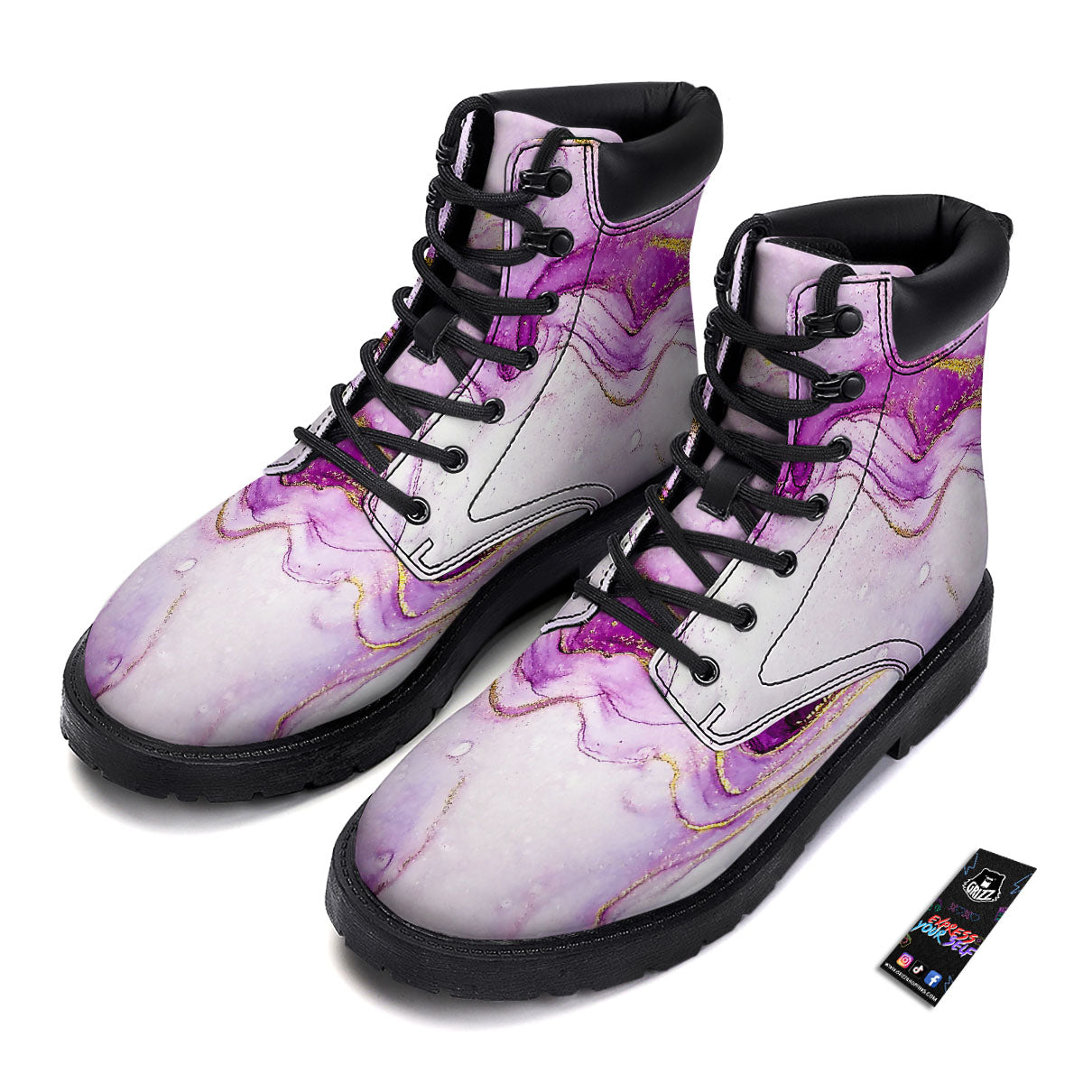 Marble Liquid Purple Print Pattern Boots-grizzshop