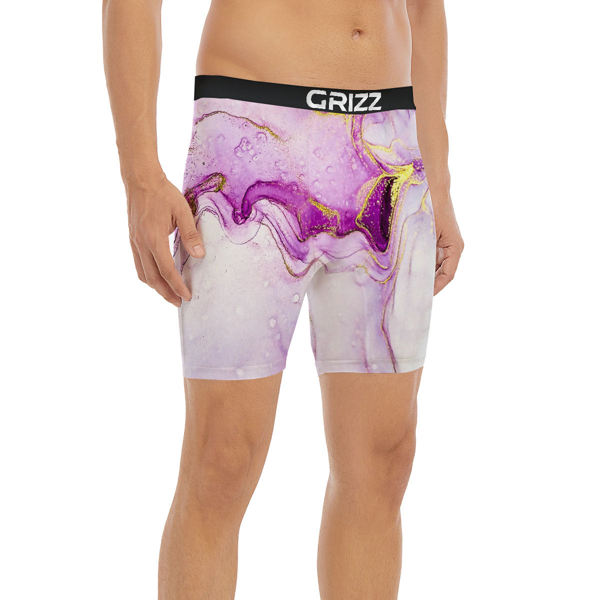 Marble Liquid Purple Print Pattern Boxer Briefs-grizzshop