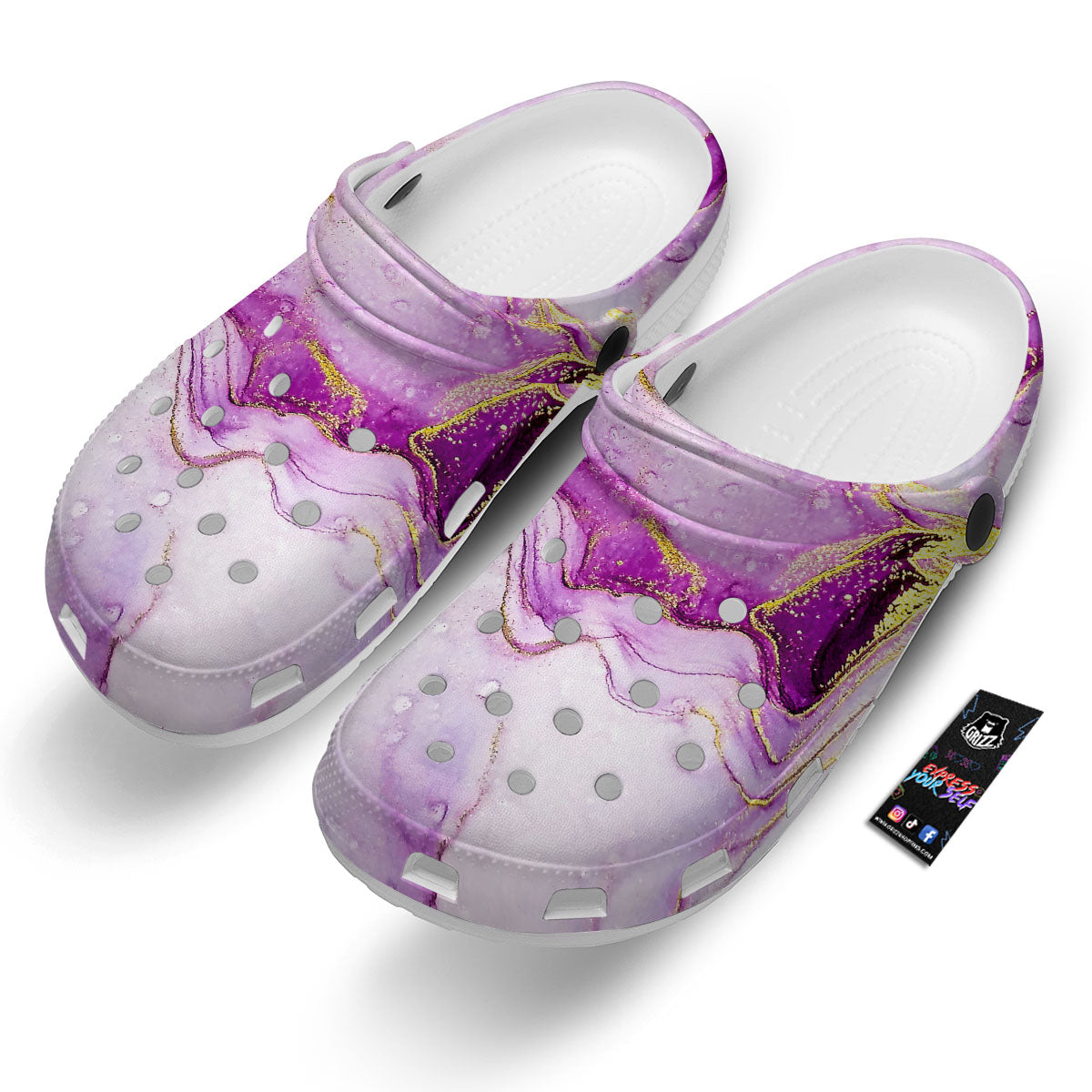 Marble Liquid Purple Print Pattern Clog-grizzshop