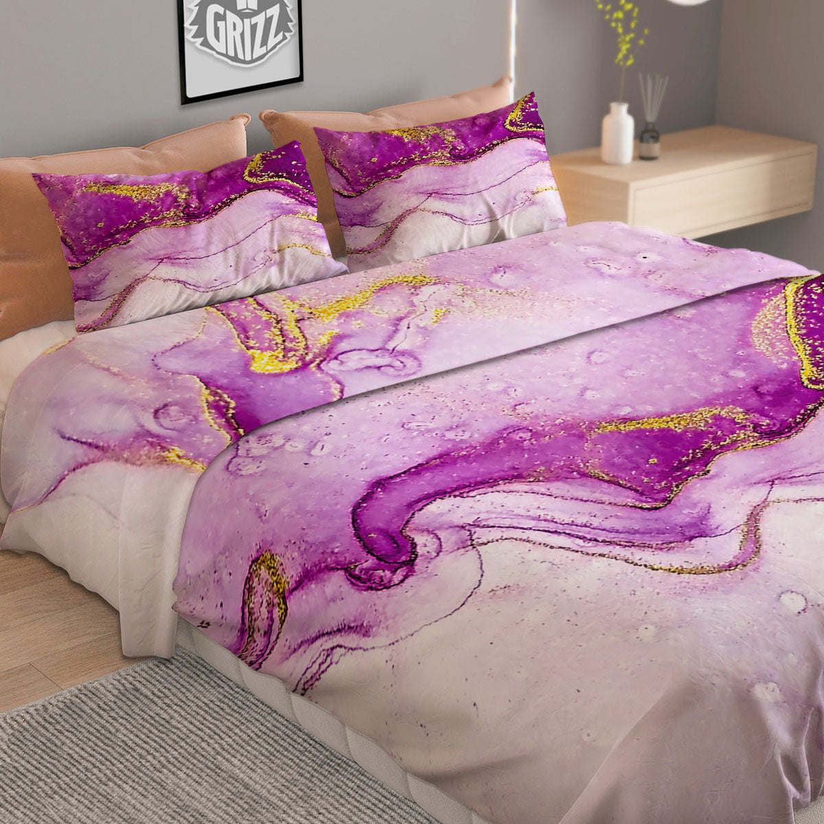 Mermaid Scales Teal Pink Print Pattern Duvet Cover Bedding Set