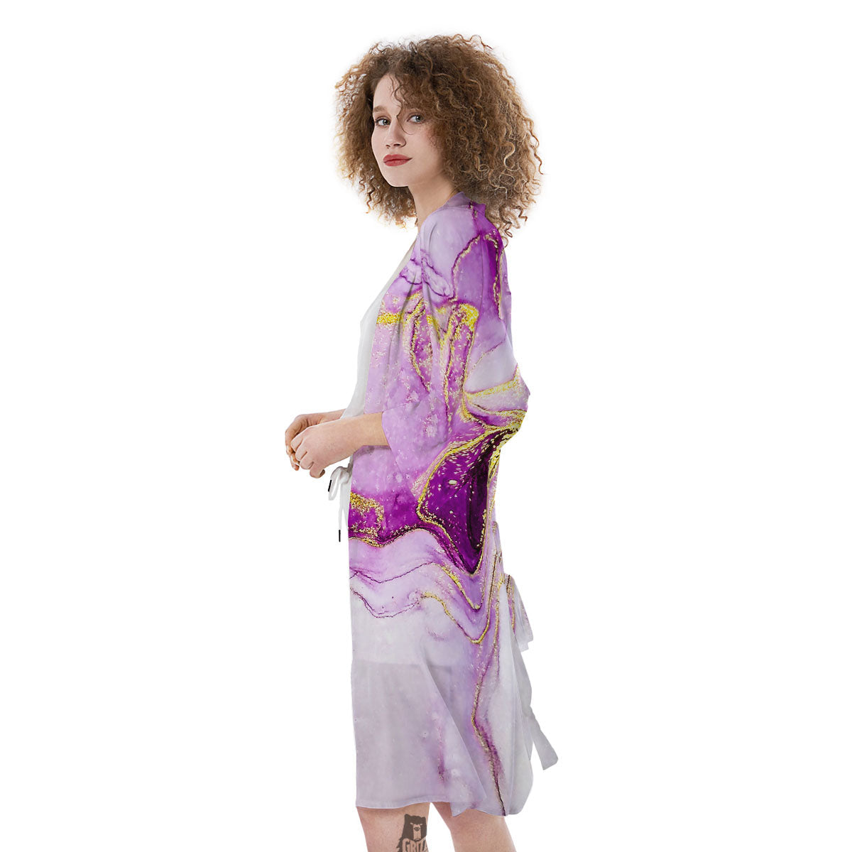 Marble Liquid Purple Print Pattern Kimono-grizzshop