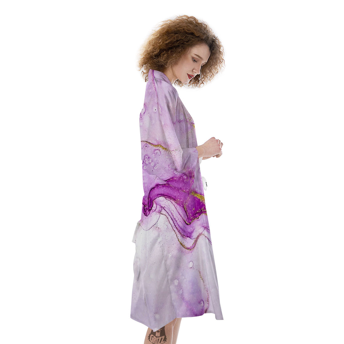 Marble Liquid Purple Print Pattern Kimono-grizzshop