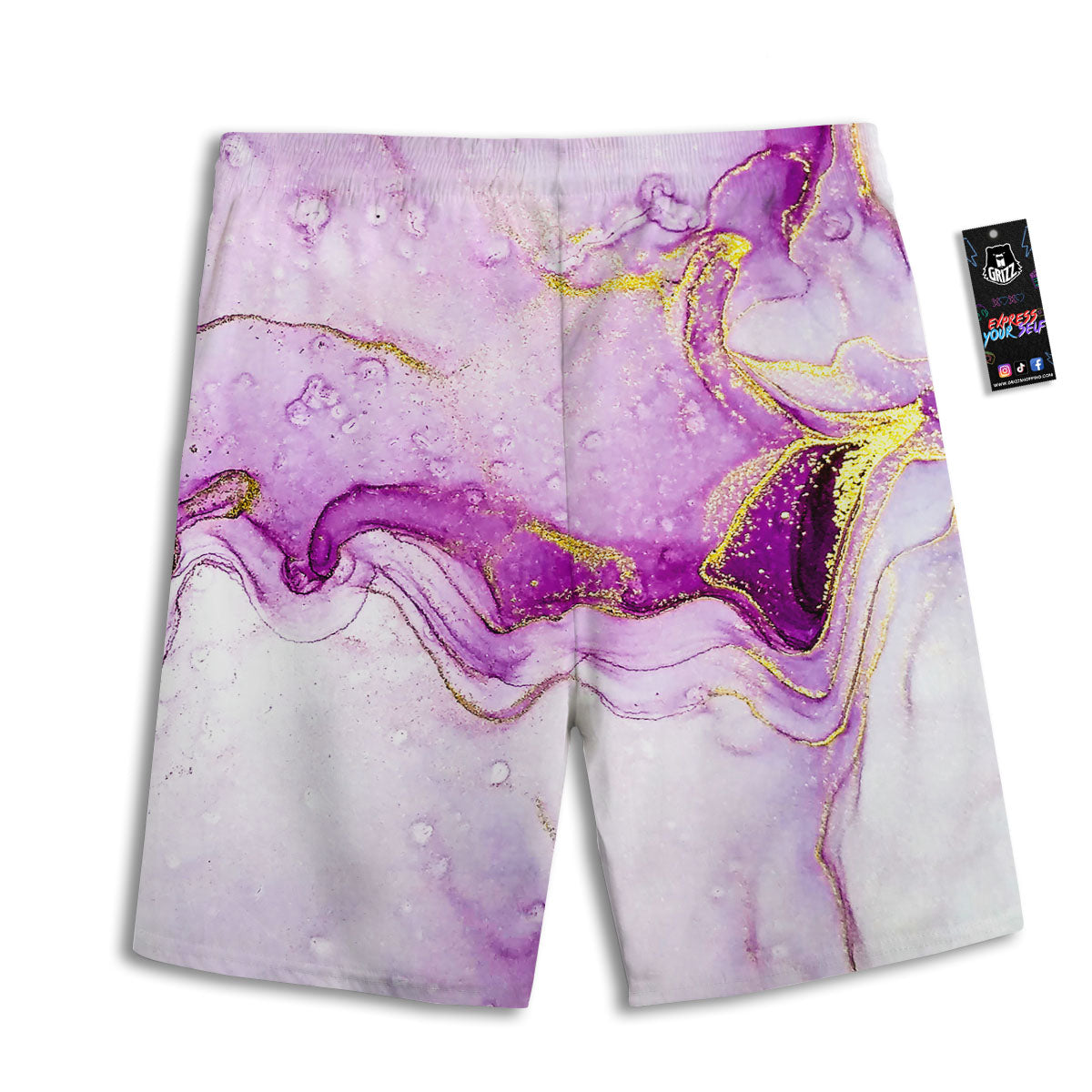 Marble Liquid Purple Print Pattern Men's Athletic Shorts