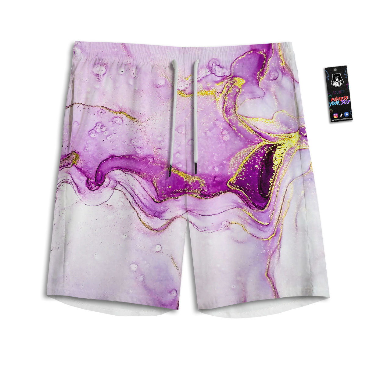 Marble Liquid Purple Print Pattern Men's Athletic Shorts