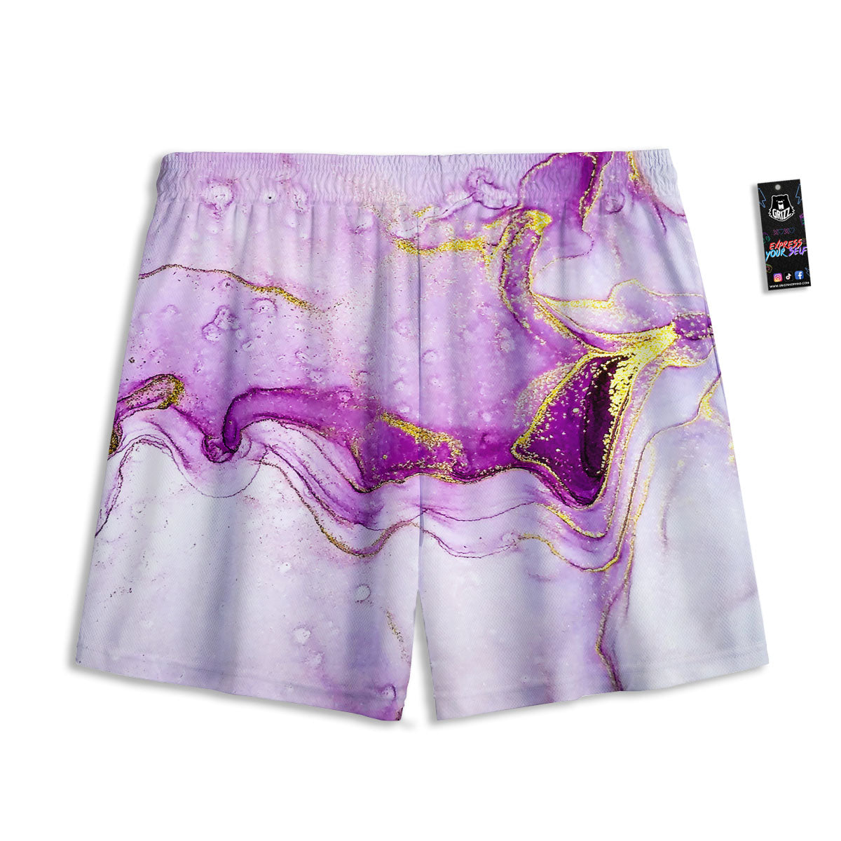 Marble Liquid Purple Print Pattern Mesh Shorts