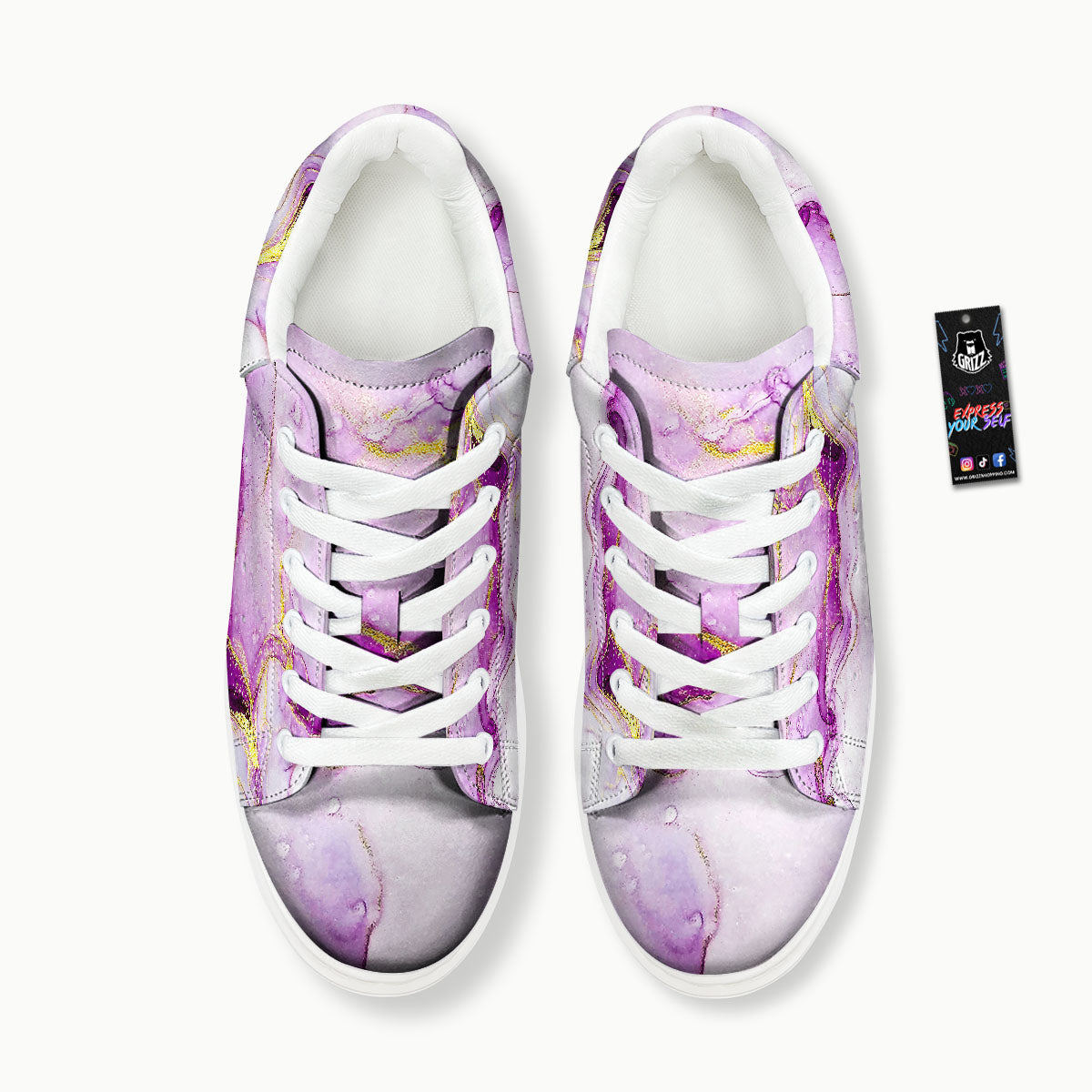 Marble Liquid Purple Print Pattern Platform Shoes-grizzshop
