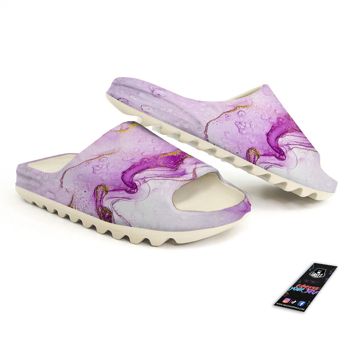 Marble Liquid Purple Print Pattern Sandals-grizzshop