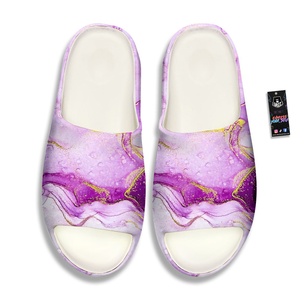 Marble Liquid Purple Print Pattern Sandals-grizzshop
