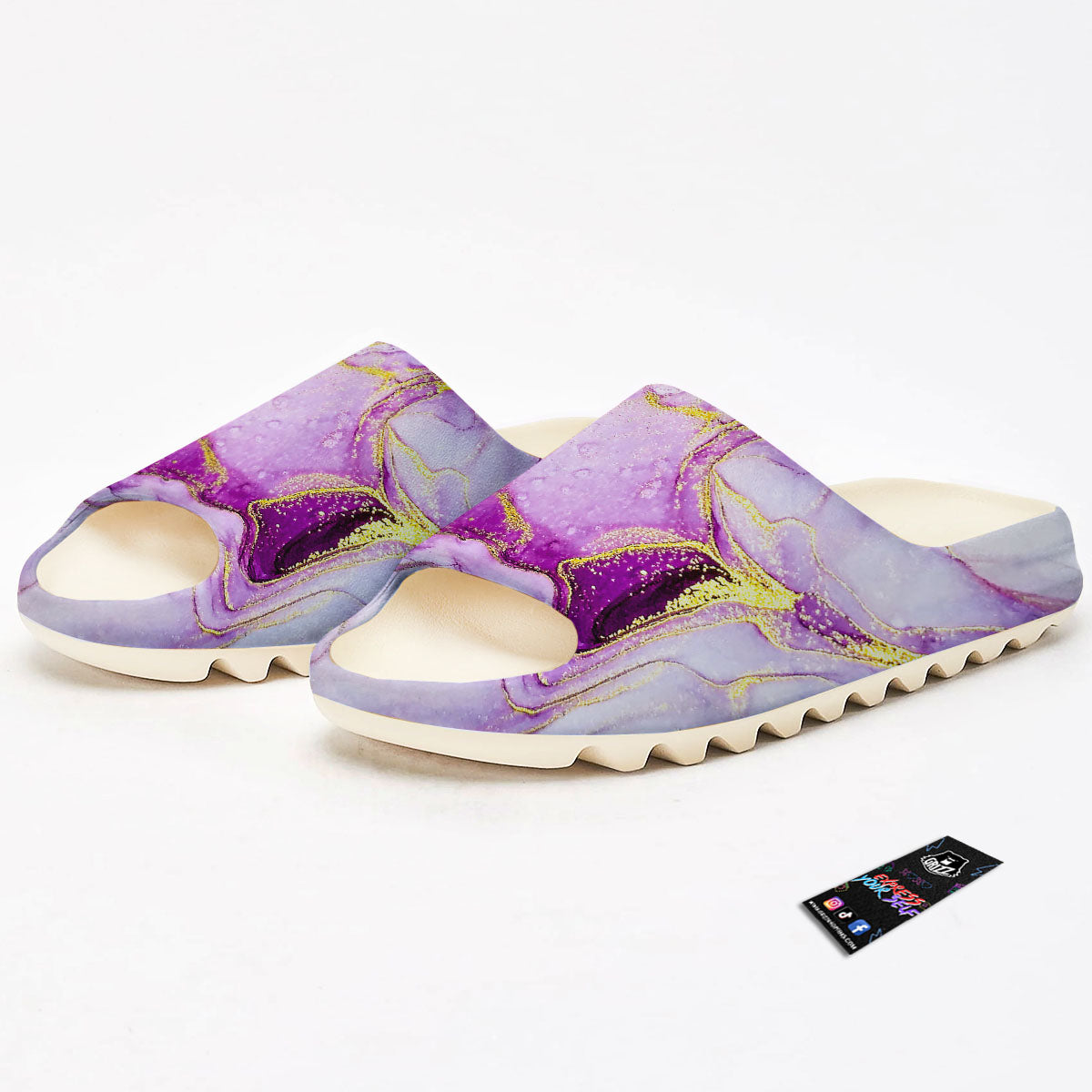 Marble Liquid Purple Print Pattern Sandals-grizzshop