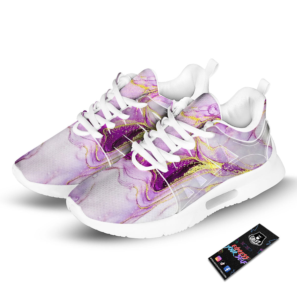 Marble Liquid Purple Print Pattern Tennis Shoes-grizzshop