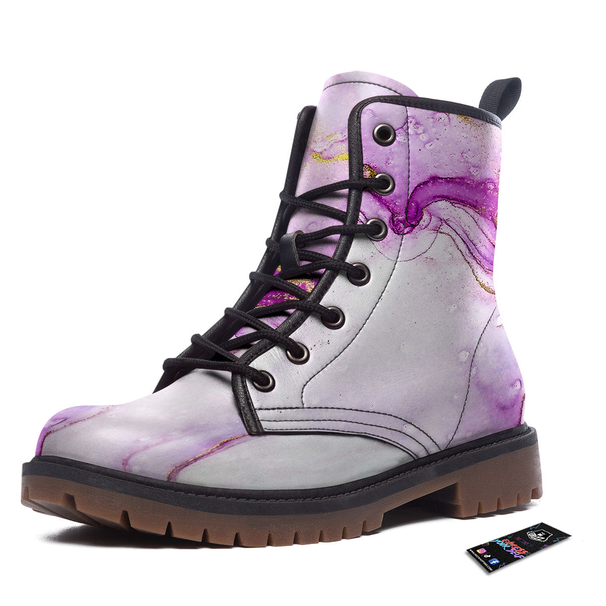 Marble Liquid Purple Print Pattern Work Boots-grizzshop