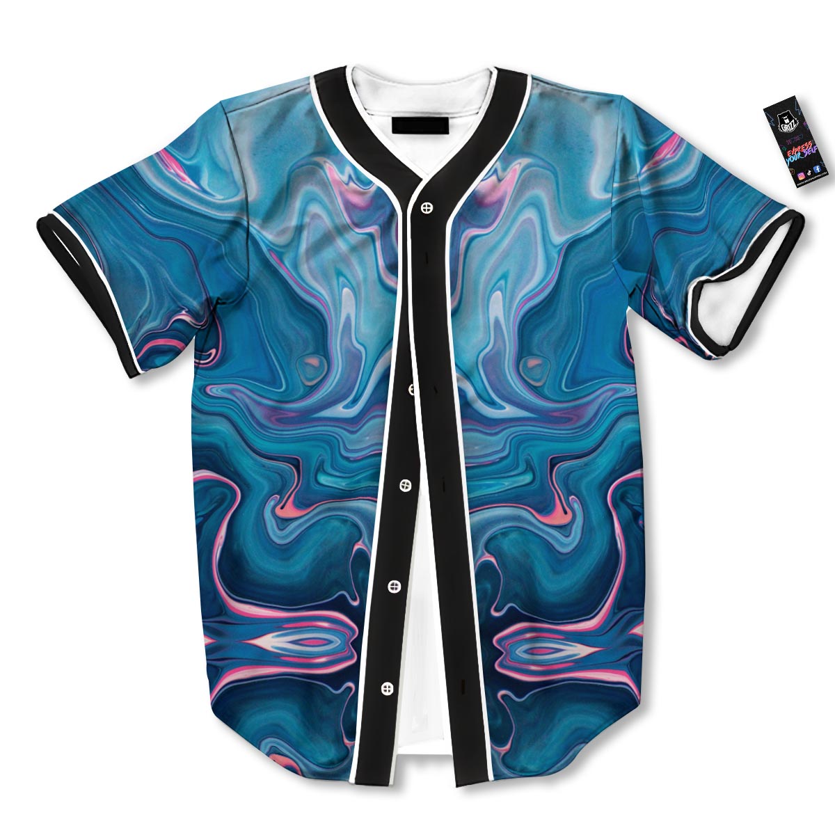 Marble Liquid Teal Pink Print Pattern Baseball Jersey-grizzshop