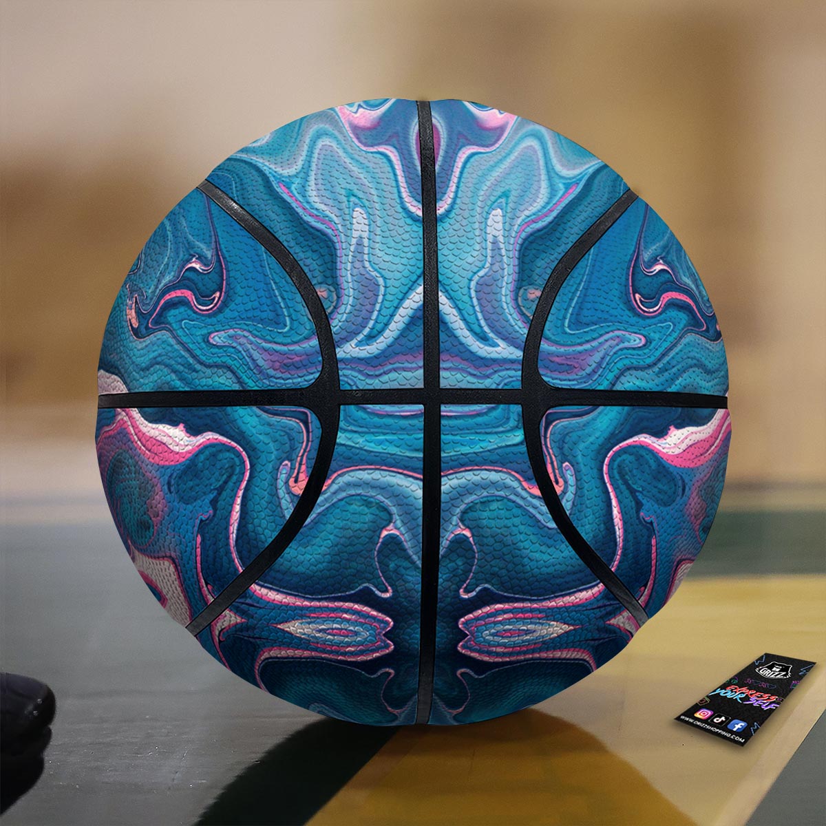 Marble Liquid Teal Pink Print Pattern Basketball