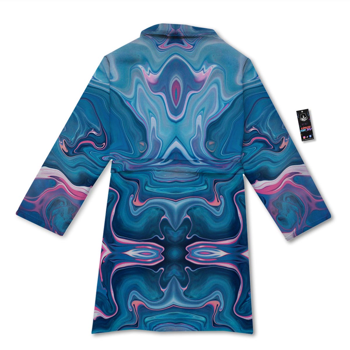 Marble Liquid Teal Pink Print Pattern Bathrobe-grizzshop