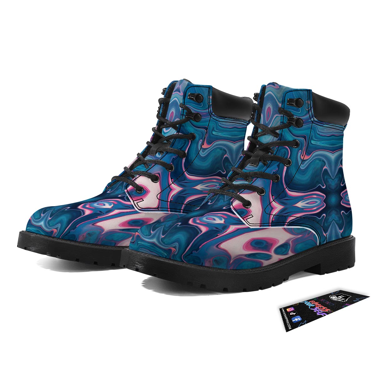 Marble Liquid Teal Pink Print Pattern Boots-grizzshop