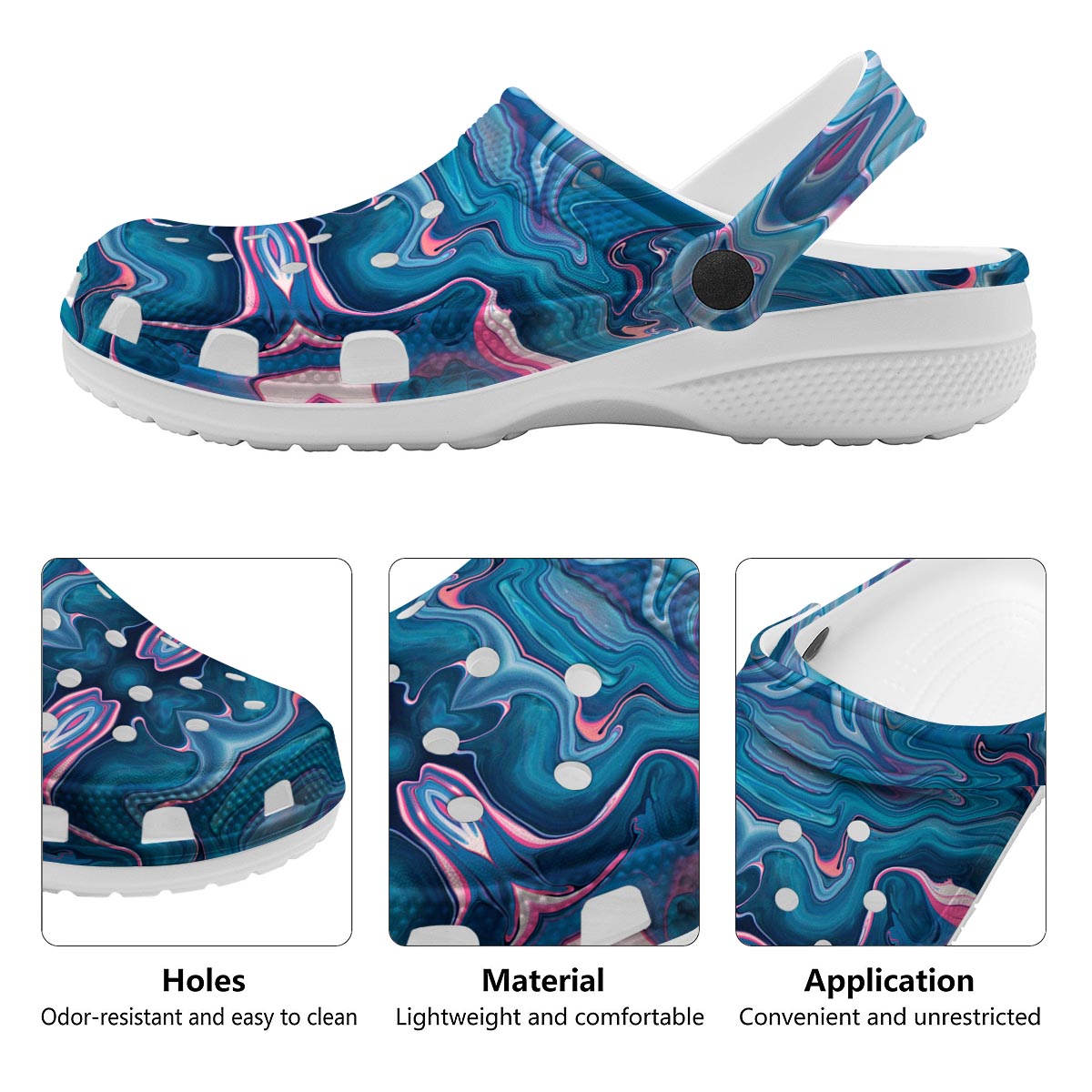 Marble Liquid Teal Pink Print Pattern Clog-grizzshop