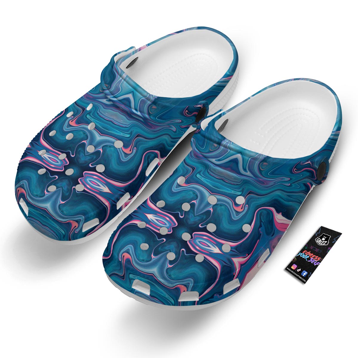 Marble Liquid Teal Pink Print Pattern Clog-grizzshop