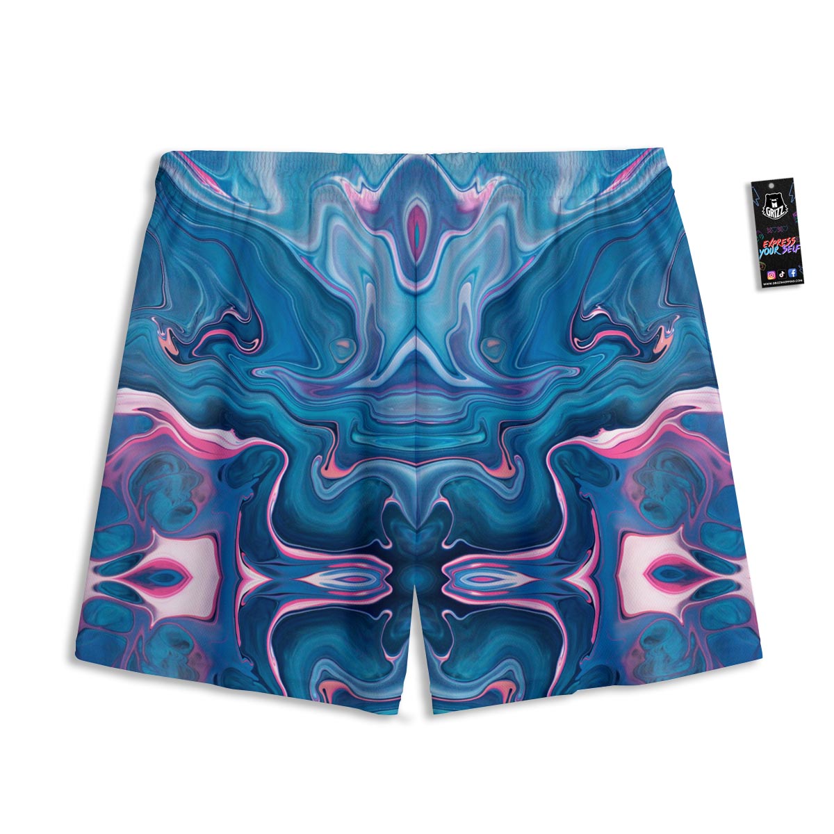 Marble Liquid Teal Pink Print Pattern Mesh Shorts