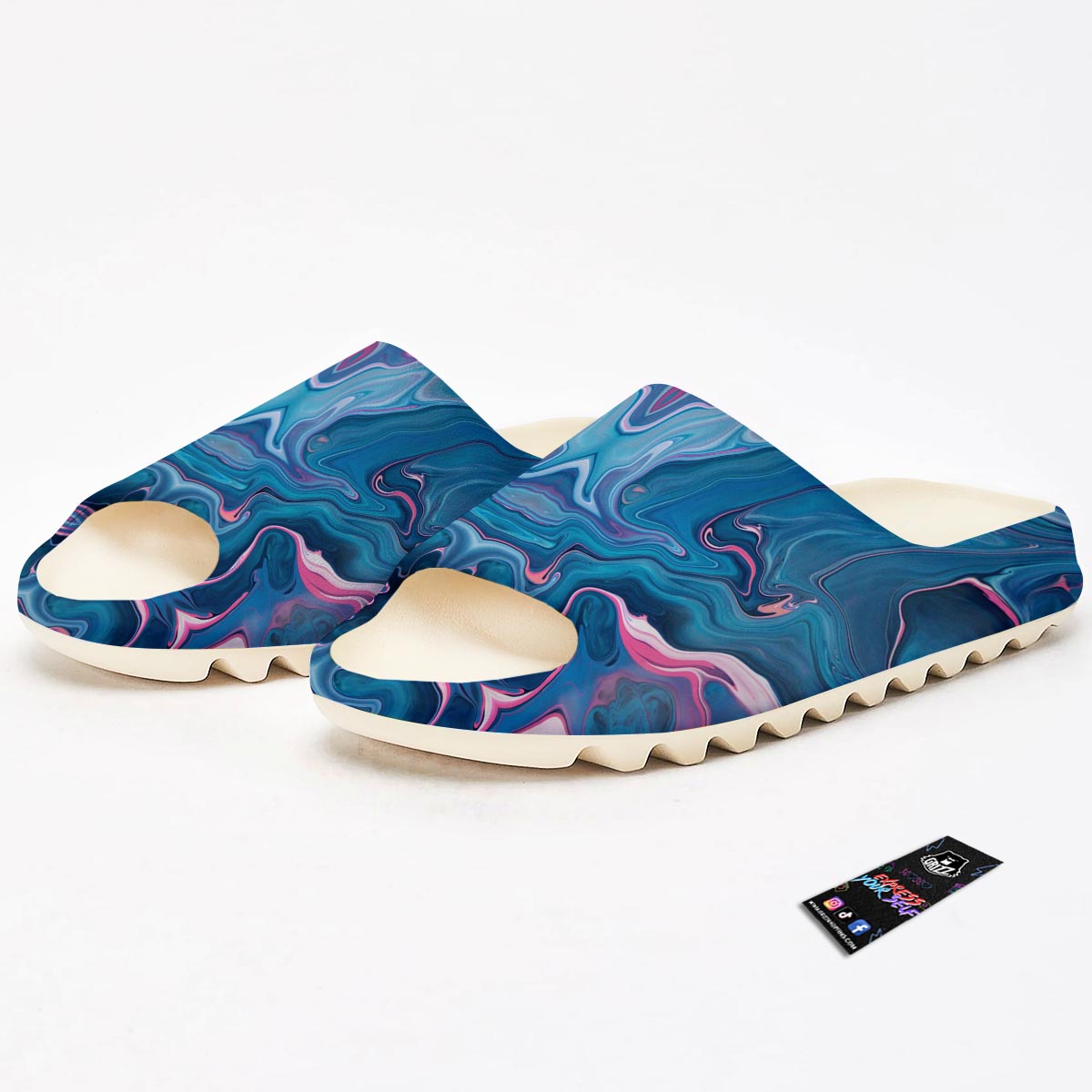 Marble Liquid Teal Pink Print Pattern Sandals-grizzshop