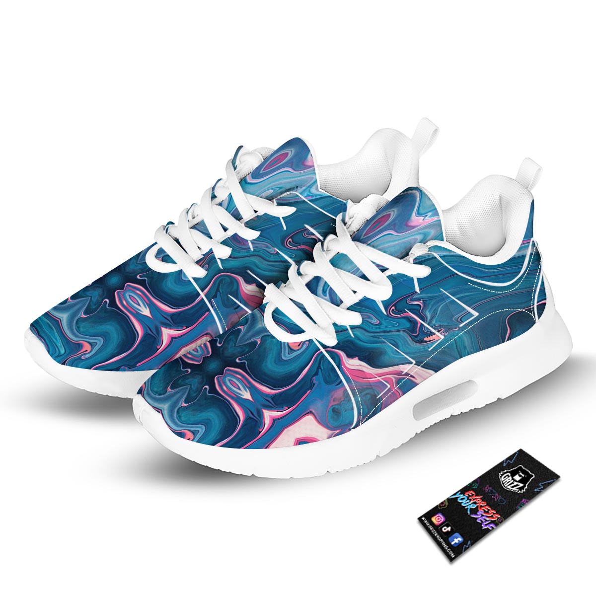 Marble Liquid Teal Pink Print Pattern Tennis Shoes-grizzshop