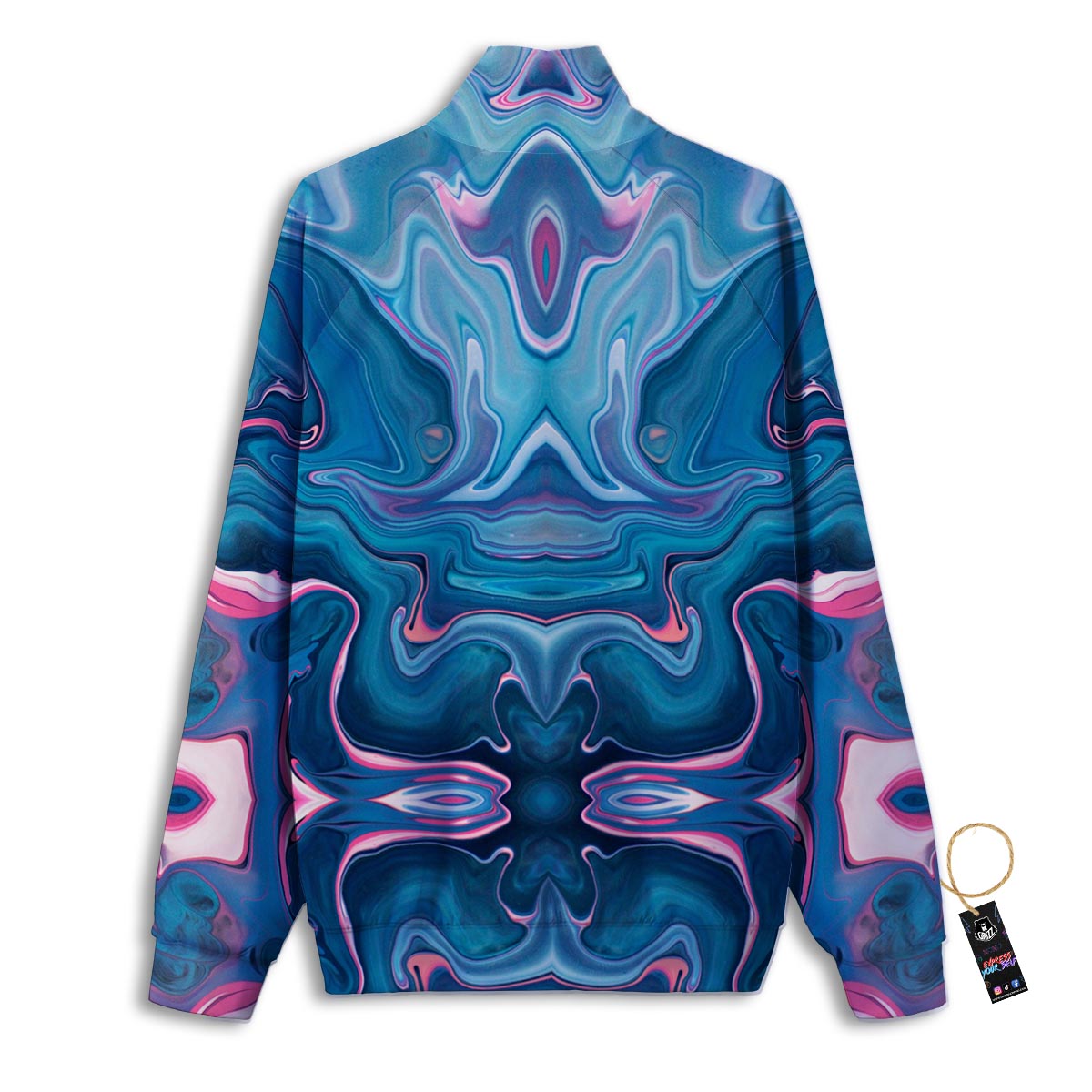 Marble Liquid Teal Pink Print Pattern Track Jacket-grizzshop