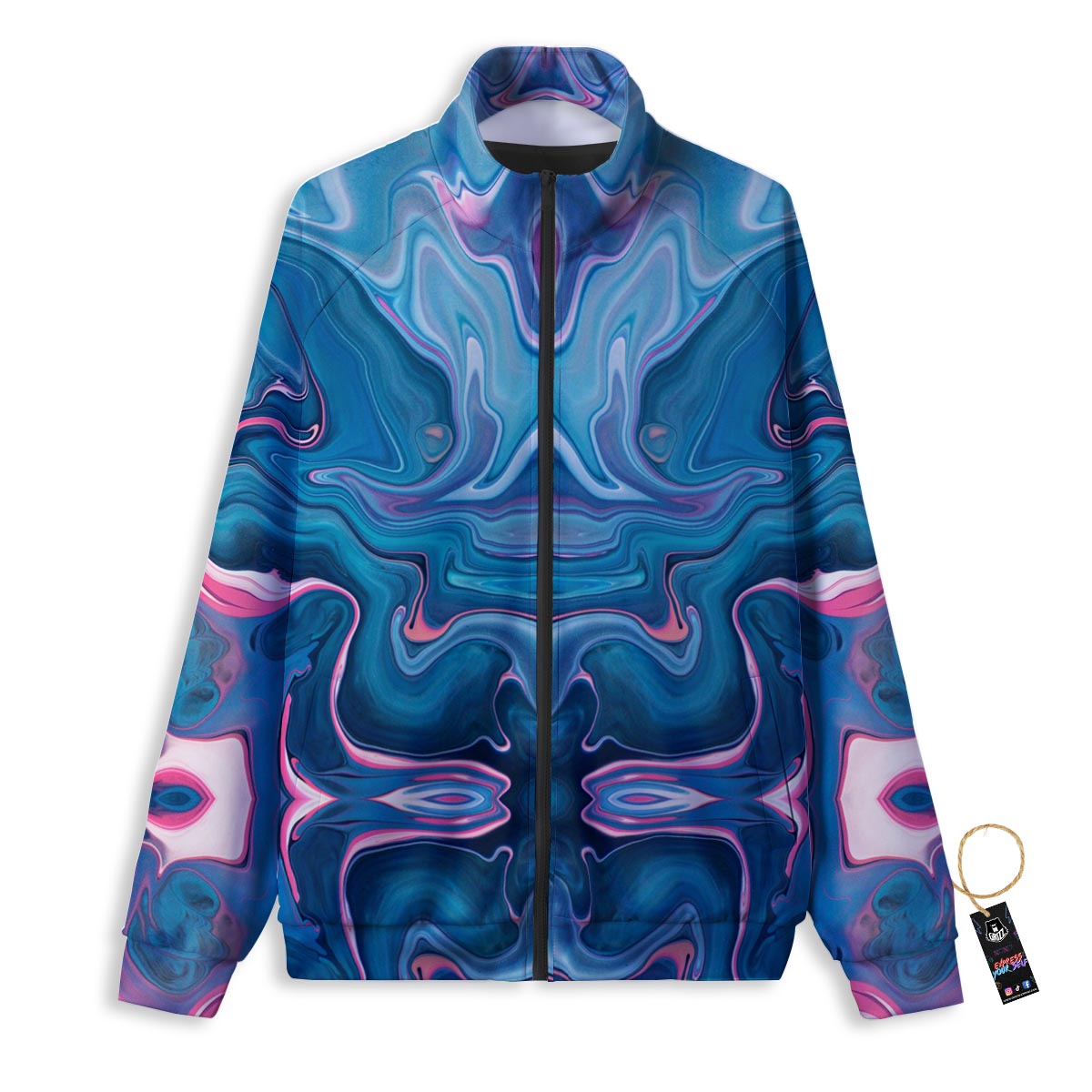 Marble Liquid Teal Pink Print Pattern Track Jacket-grizzshop