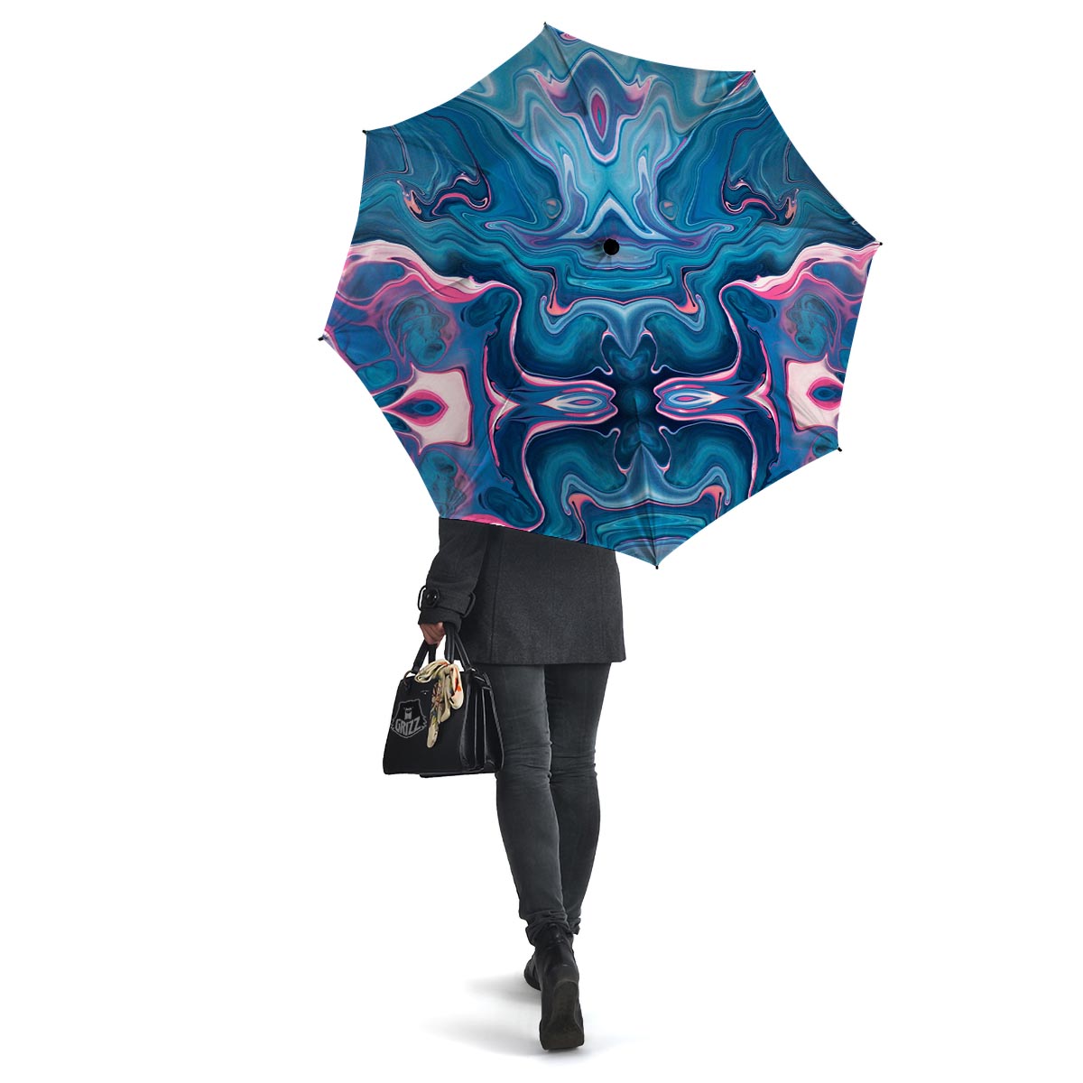 Marble Liquid Teal Pink Print Pattern Umbrella-grizzshop